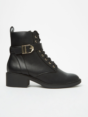 Black Formal Lace Up Ankle Boots 