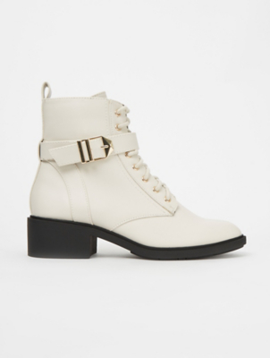 cream lace up ankle boots