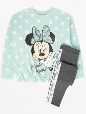 Disney Minnie Mouse Mint Sweatshirt and Leggings Outfit