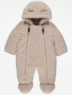 Light Brown Borg Fleece Snowsuit | Baby 