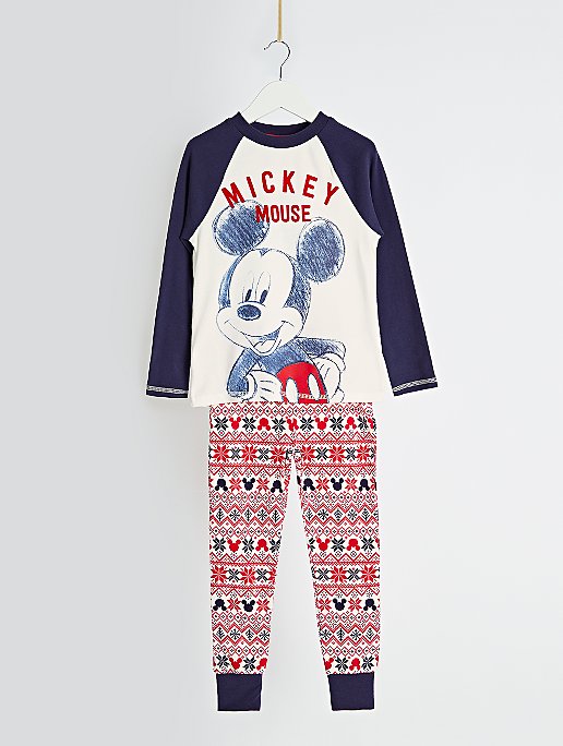 Disney Minnie OR Mickey Mouse Fairisle Family Christmas Pyjamas PJ's Varied size 