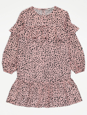 asda pink leopard print dress