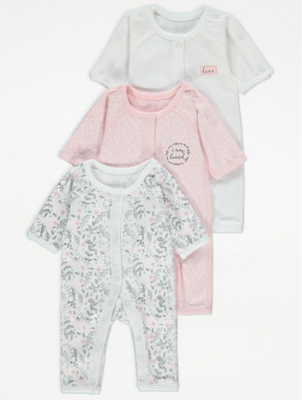 Printed Premature Baby Sleepsuits 3 Pack Baby at ASDA