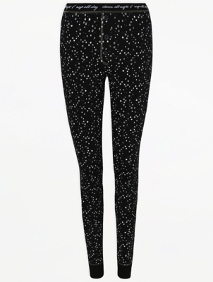 Black Star Print Dance Slogan Pyjama Bottoms
