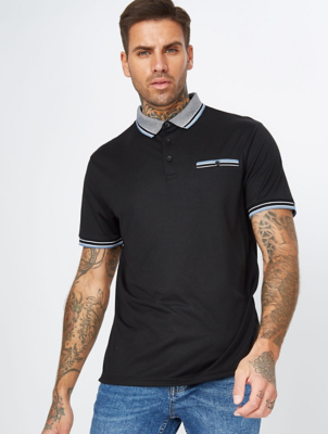 mens black polo shirts asda