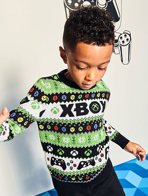 Xbox Green Fairisle Knitted Christmas Jumper Kids George At Asda
