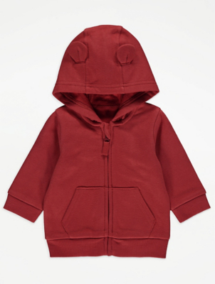 Burgundy Zip Through Hoodie