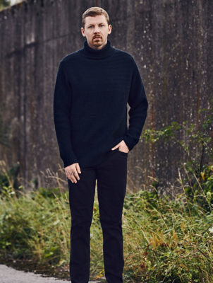 black knitted polo neck jumper