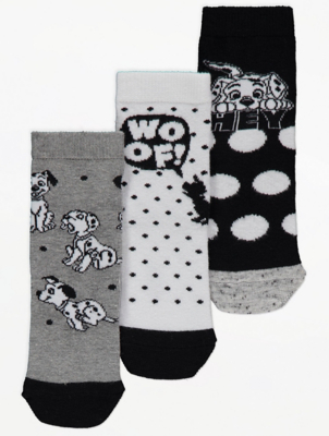 Disney 101 Dalmatians Grey Ankle Socks 3 Pack Kids at ASDA