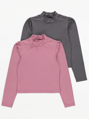 Pink High Neck Boxy Tops 2 Pack