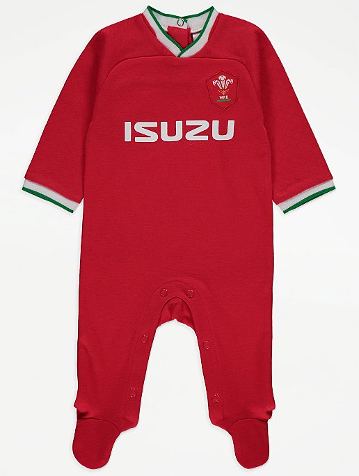Welsh Official Rugby Union Wales Club Baby Kit sleepsuit babygrow WRU900 