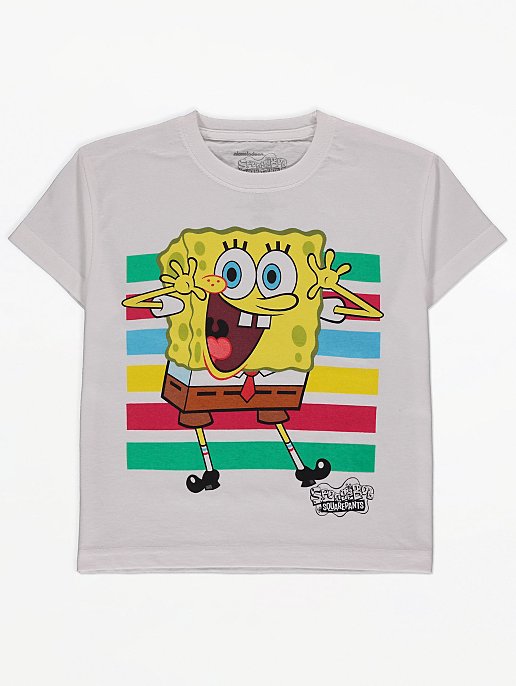 Spongebob Squarepants White Graphic T Shirt Kids George At Asda - fortnite durr burger shirt roblox