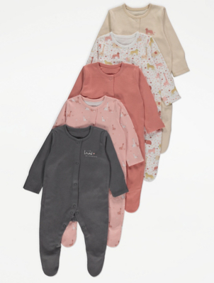 asda baby girl sleepsuits