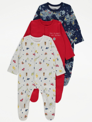 Printed Sleepsuits 3 Pack