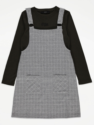 pinafore dress grey check