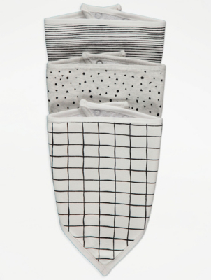 White Printed Dribble Bibs 3 Pack 