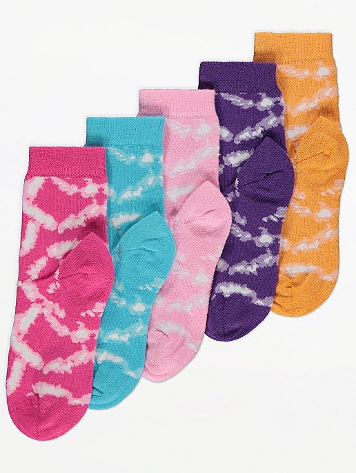 Pink Tie Dye Ankle Socks 5 Pack | Kids | George at ASDA
