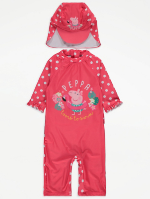 Peppa Pig Pink Keppi Hat and All in One Swimsuit