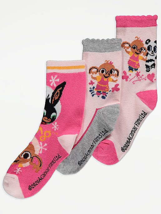 George Boys Official Bing Bunny Character Ankle Socks 3 Pack 