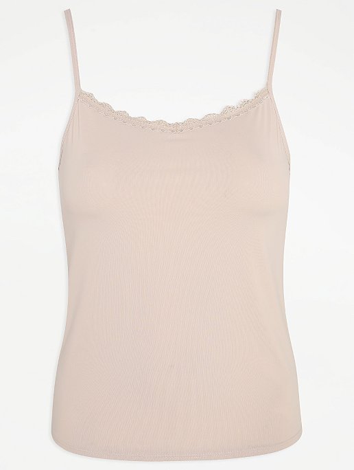 Beige Lace Trim Thermal Camisole Top | Women | George at ASDA