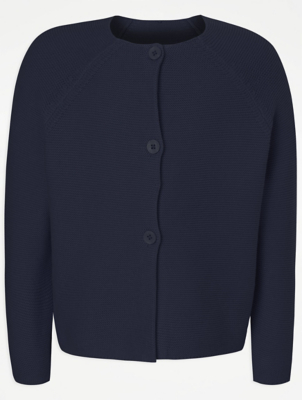 Girls Navy Boxy School Cardigan