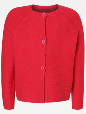 girls red school cardigan