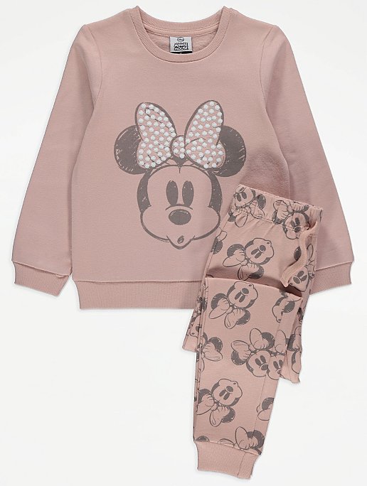 Pink Sweatshirt & Joggers Tracksuit Set For Girls MINNIE MOUSE DISNEY 