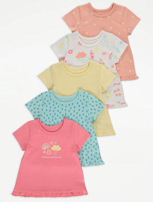Printed Short Sleeve Tops 5 Pack | Baby | at ASDA