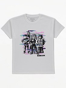 Roblox Black Graphic T Shirt Kids George At Asda - fortnite logo t shirt roblox