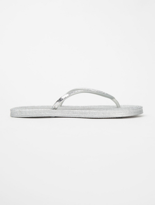 silver flip flops