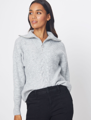 womens zip neck jumper