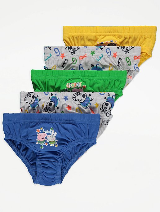 M&O Clothing Boys Underwear 5 Pack Briefs George Pig 