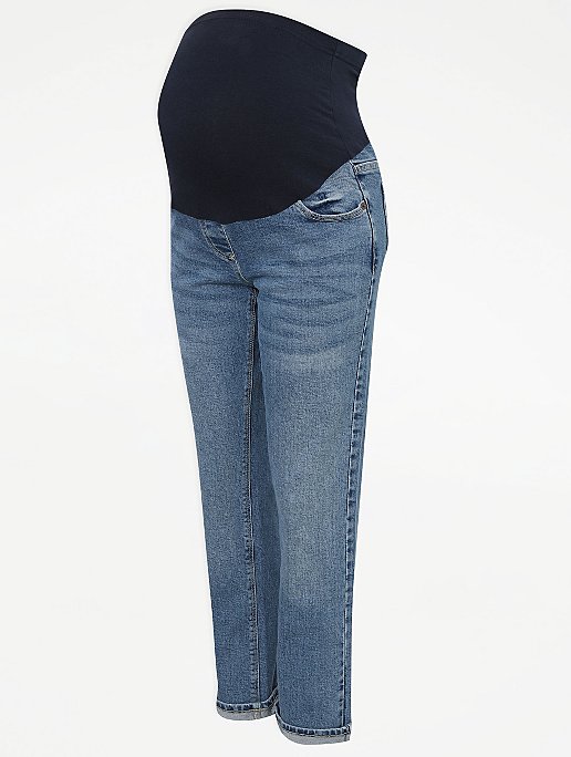 Maternity Over Bump Mid Wash Straight Leg Jeans | Women | George at ASDA