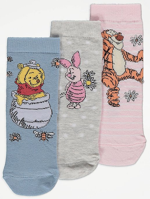 Multicoloured Assorted Photo Models depending on stock Ozabi Children's Licensed Winnie the Pooh Socks