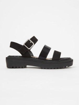 black chunky sandals