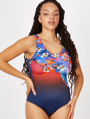 Navy Placement Print Swimsuit