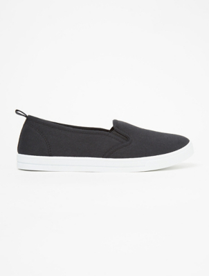 ladies black slip on pumps