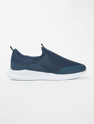 Navy Mesh Trim Slip On Trainers | Men 