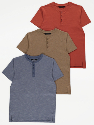 Grandad Collar T-Shirts 3 Pack