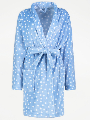 ladies blue fleece dressing gown