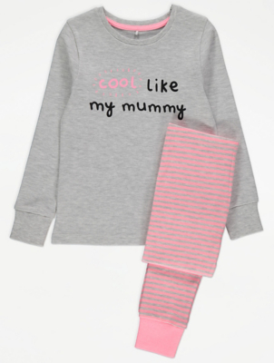 Grey Cool Like My Mummy Slogan Pyjamas