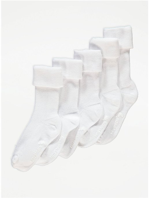 Asda Girls white school ankle socks 