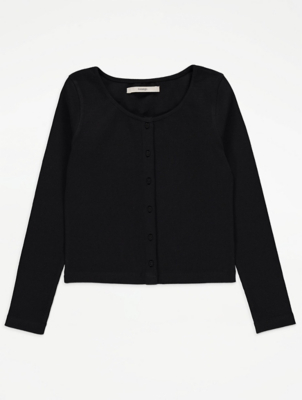 Black Button Front Boxy Top