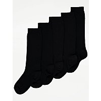 Black Knee High Socks 5 Pack | Kids | George at ASDA