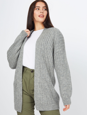 cable knit grey cardigan
