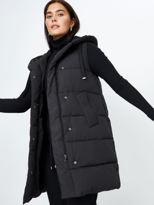 ladies long quilted gilet