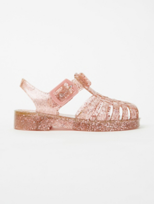 pink glitter jelly slides