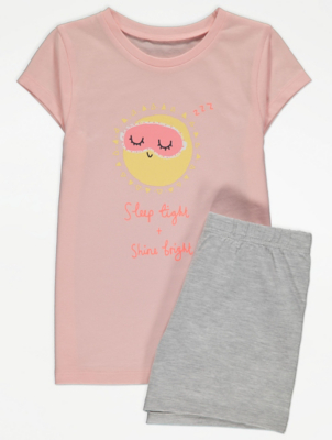 Pink Shine Bright Slogan Short Pyjamas