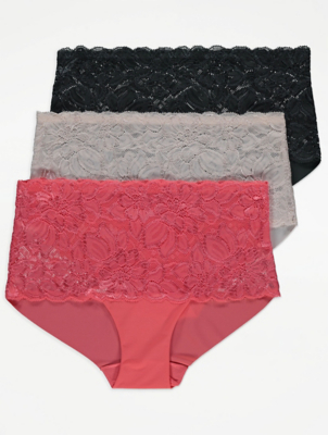 Lace Bandeau Midi Knickers 3 Pack