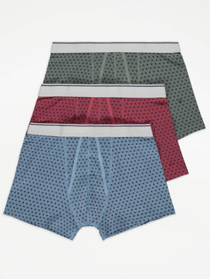 Blue Geometric Print A-Front Trunks 3 Pack